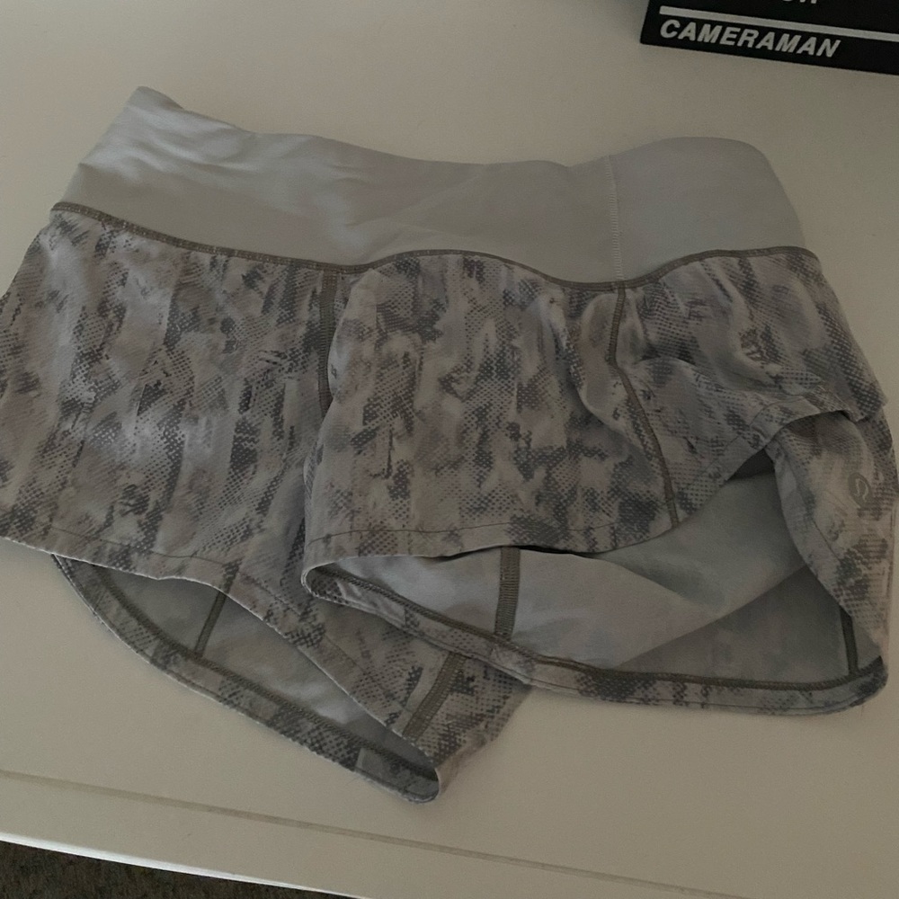 Grey and white lululemon shorts